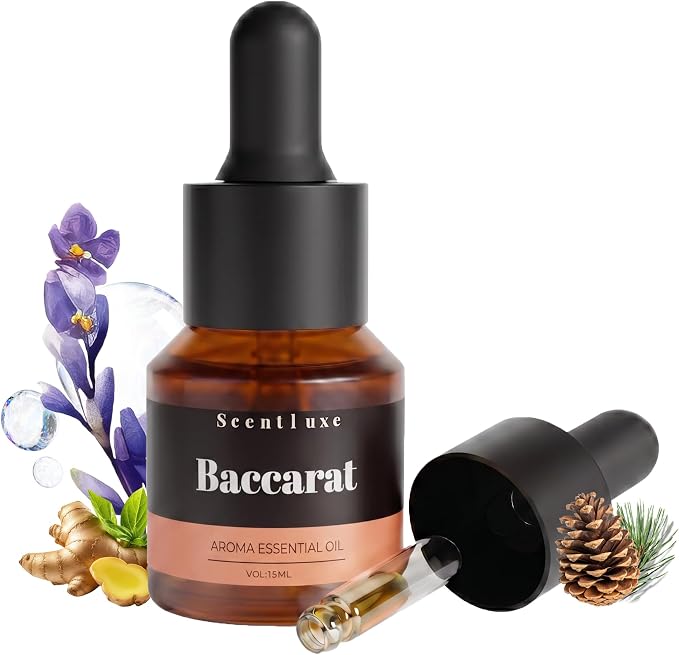 Hotel Diffuser Oil & Fragrance Scent Oil Inspired Baccarat - Essential Oil Blend for Home HVAC, Cold-Air & Ultrasonic Diffusers 15mL Glass Dropper Bottle with Luxury 5-Star Hotel Aromatherapy