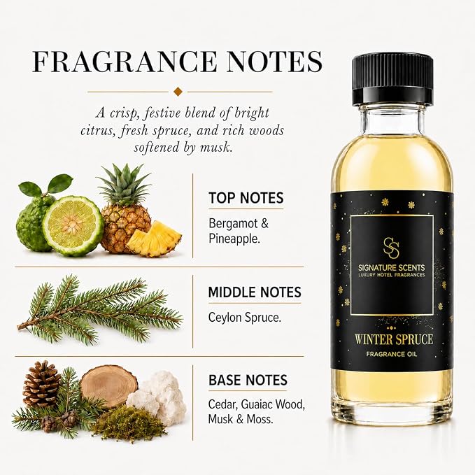 Luxury Hotel Diffuser Oil for Hotels and Homes - Aromatherapy Oils for use with an Essential Oil Diffuser at Home - Fragrance-Scent Diffuser Oil Blend (Winter Spruce) 4.05fl oz (120ml)