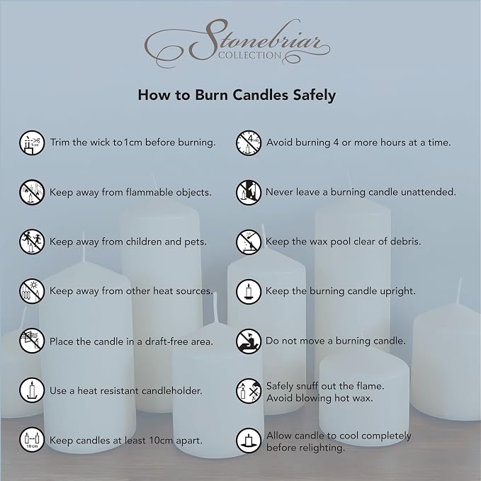 Stonebriar Unscented Pillar Candles – 18 Hour Burn Time, Long-Lasting Wax Candles for Weddings, Holidays, Home Décor & Special Events, Pack of 6, Ivory, 3" x 3"