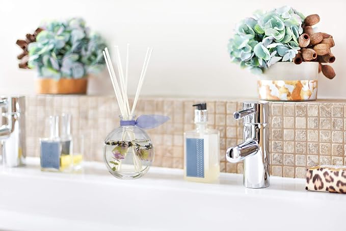 Reed Diffuser Set, Spa Lavender Scented Oil Diffuser with Sticks, Home Fragrance Accessories for Bathroom Shelf Decor, Aroma Diffusers for Home or Office Desk, USA Made