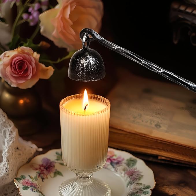 BEGINS Candle Snuffer Black Hand-Forged Steel, Long Handle Vintage Candle Wick Extinguisher, Solid Metal Retro Candle Accessory