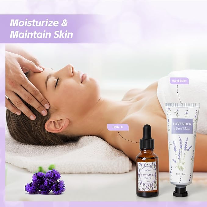 Lavender Spa Gifts Set, 11 Pcs Bath Gift Set for Women, Relaxing Spa Gifts, Home Spa Bath Set Self Care Package, Birthday Gifts for Womens Her Mom Friends Wife Girlfriend Wife
