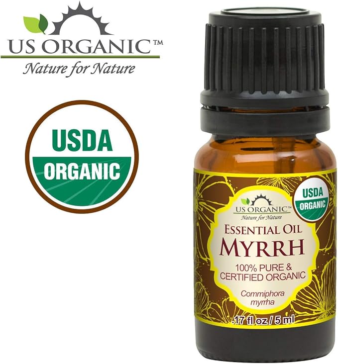 US Organic 100% Genuine Myrrh Essential Oil - Sourced from The Horn of Africa, USDA Certified Organic, Extracted by Hydro-Distillation (Myrrh, 5 ml)