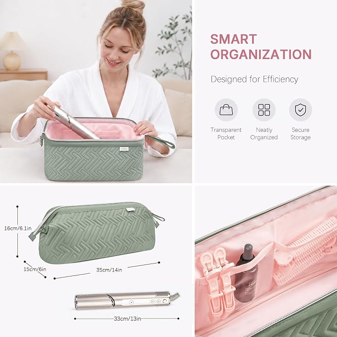 Leudes Hair Tools Travel Bag for Shark Flexstyle Carrying Case Portable Shark Hair Air Wrap Dryer Case Waterproof Dustproof Flat Curling Iron Travel Organizer (Sage Green)