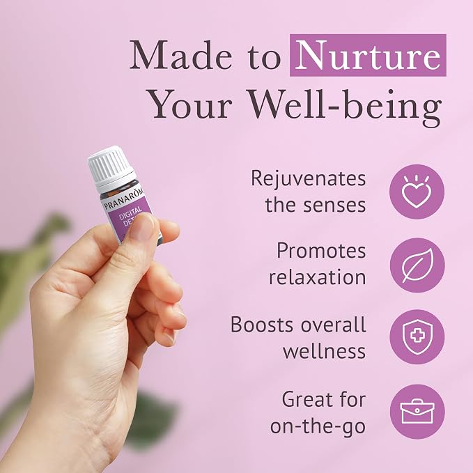 Pranarom - Digital Detox Wellness Blend 5ml - for Tech-Savvy Individuals - Diffusing for Relaxation Ambiance - 100% Pure, Certified Organic Essential Oils