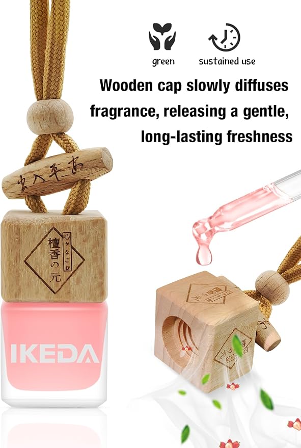 Ikeda Car Air Freshener: Hanging Car Smell Air Freshener | 10ml Hanging Car Perfume | Long Lasting Fragrance | Strong Scents Diffuser for Auto Home (Strawberry|Square)