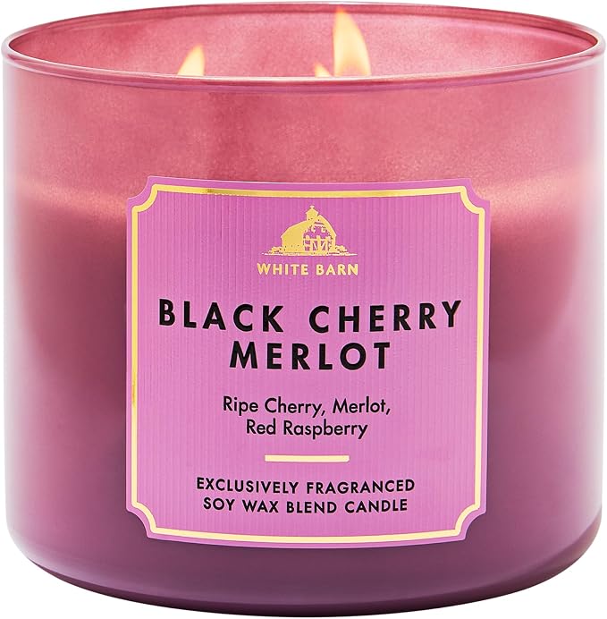 Bath & Body Works Black Cherry Merlot 3-Wick Candle - Scented Candle for At-Home Use - Long-Lasting, Room-Filling Fragrance - High Fragrance Oil Concentration - Soy Wax Blend - 2-Pack