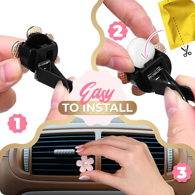Girl Car Accessories, Air Freshener Car, Pink Decor for Teens, Women, Cute Vent Clips Stuff, Decorations Interior Aesthetic