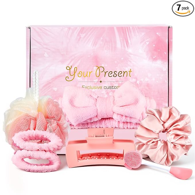 Small Gifts for Women - Spa Headband for Washing Face Set for Her | Soft satin and plush textures, hair hold, cozy wear, spa nights, birthdays, travel, ready to give for mom, wife, girlfriend