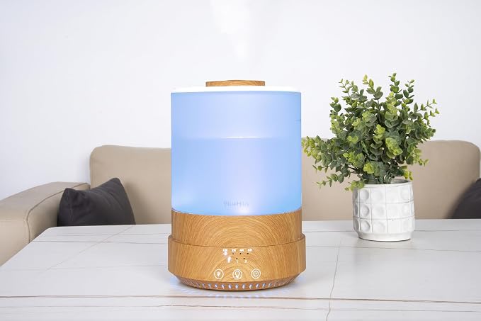 BlueHills Premium 2500 ML XL Essential Oil Diffusers for Large Room Aromatherapy Fragrance Diffuser Humidifier Combo High Mist Large air Diffuser for Essential Oils for Home Light Wood Grain F005