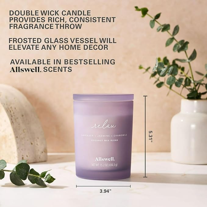 Scented 2-Wick 15oz Spa Jar Candle (Relax (Lavender + Jasmine + Chamomile))