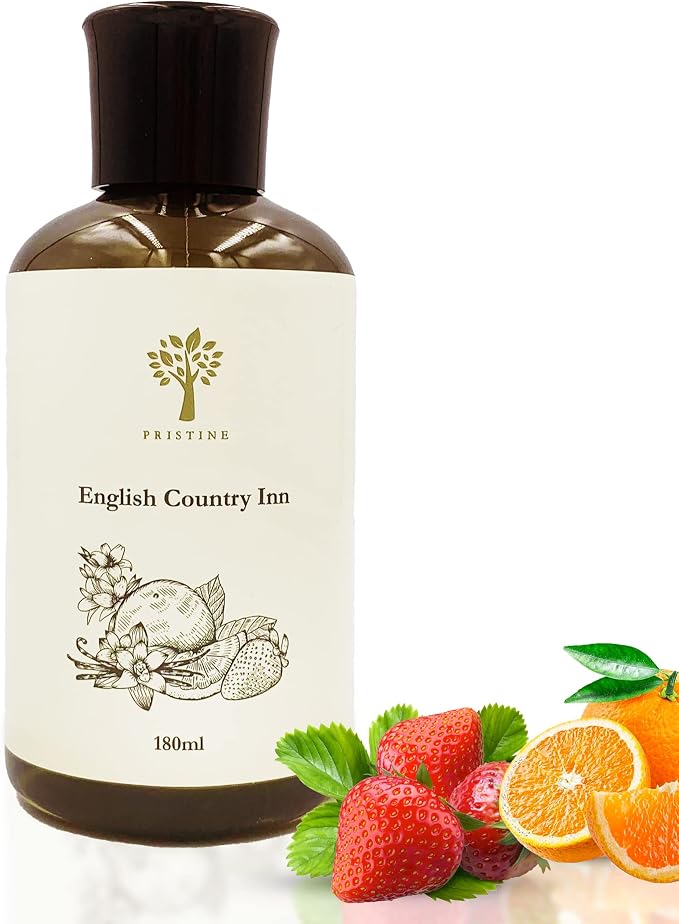 PRISTINE English Country Inn Reed Diffuser Refill with Free Reed Stick | Jasmine, Strawberry, Vanilla Oil Diffuser Refills | Premium Hotel Lobby Reed Diffuser Refill