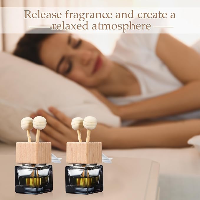 Zubebe 30 Pcs Car Diffuser Bottles Empty Bulk Vent Clip Car Air Freshener Diffuser for Essential Oil Perfume Glass Bottle with Wooden Caps Stick Fragrance Ornament (Gradient Black)