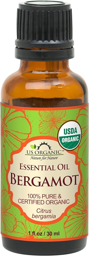 US Organic 100% Pure Bergamot Essential Oil, USDA Certified Organic, Cold Pressed, with Euro droppers (More Size Variations Available) (30 ml / 1 fl oz)