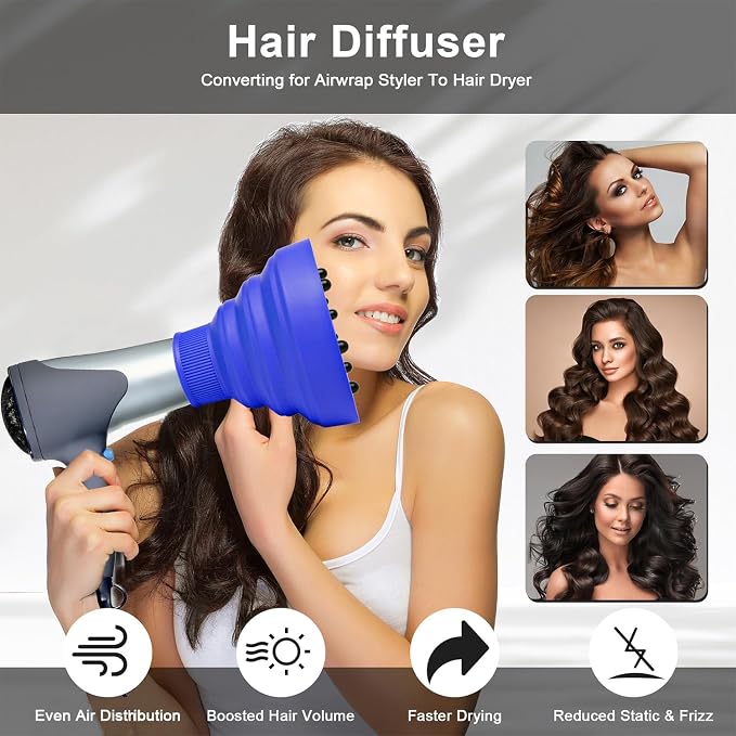 Universal Collapsible Hair Dryer Diffuser Attachment-Foldable Portable Travel and Easy Storage Fit Most Hair Dryers with Nozzle Diameter D-1.575Inch to 1.968 Inch (4-5cm)- Dark Blue