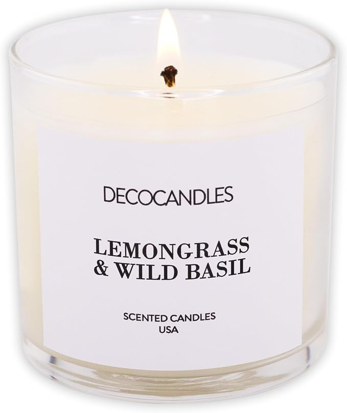 Urban Concepts by DECOCANDLES - Lemongrass & Wild Basil - Highly Scented Soy Candle - Long Lasting - Hand Poured in USA (6 Oz.)