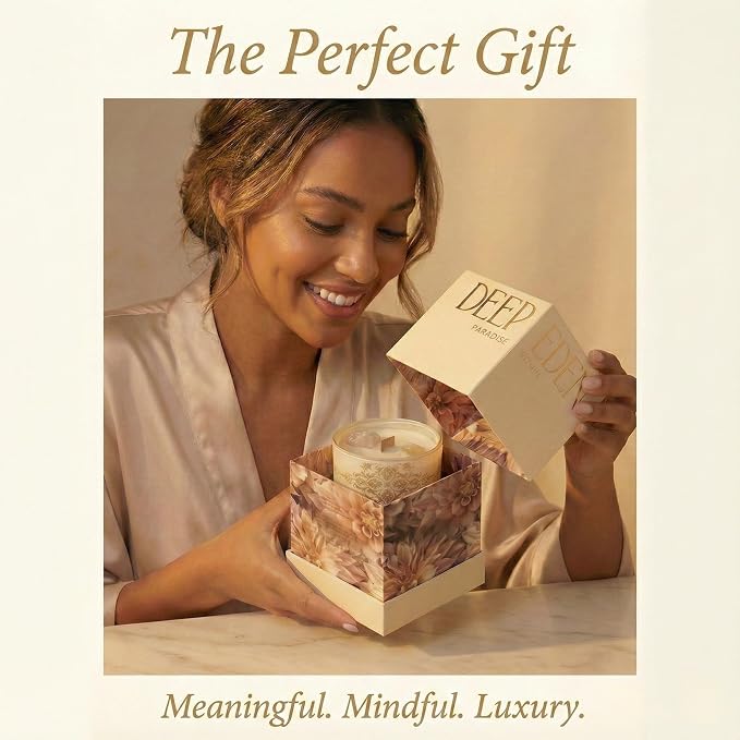 Healing Crystal Candle Gift for Women - Vanilla Cashmere Luxury Soy Candle with Crystals - Rose Quartz & Citrine - Gift-Ready Aromatherapy Candle for Stress Relief, Meditation & Manifestation