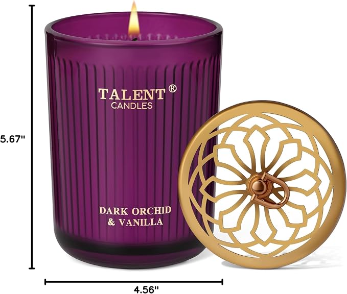 Jar Candles for Home Scented, Aromatherapy Candles Gifts for Women & Men, Natural Soy Candle, 8.4oz Traditional Style, Dark Orchid & Vanilla