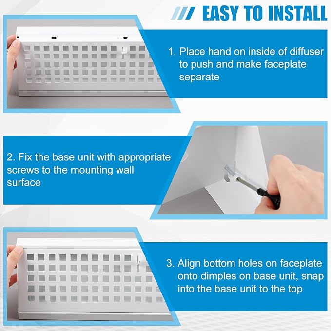 Yaocom 2 Pcs 15 Inch Baseboard Register Duct Opening Size Vent Covers for Home Floor Diffuser Wall Corner Baseboard Air Covers Floor Diffuser Including Screws Easy Installation(White, Plaid)