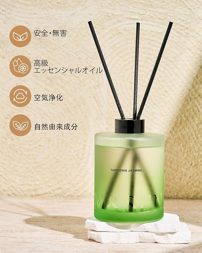 M&SENSE Gardenia Jasmine Reed Diffuser Set - 16.9 fl oz Large Room Scented Diffuser with Sticks, Long-Lasting Non-Toxic Home Fragrance Gift for Bedroom, Bathroom & Office