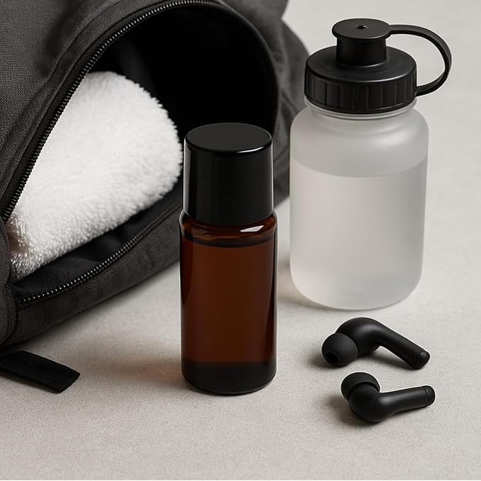 4Packs 50ml/1.76Oz Amber Glass Roller Bottles Refillable Roll On Containers with Plastic Roller Ball & Black Cap Leak-Proof Empty Essential Oil Bottles for DIY Perfume, Massage Oil, Aromatherapy