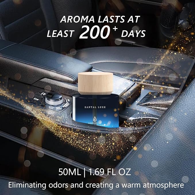 Car Air Freshener 50ML (1.7 FL OZ) Car Air Fresheners Perfume - Spicy Sandalwood Fragrance Oil Air Diffuser for Car, 180+ days Long Lasting Fragrance, Wooden Cup Design Car Fresheners, Made in USA