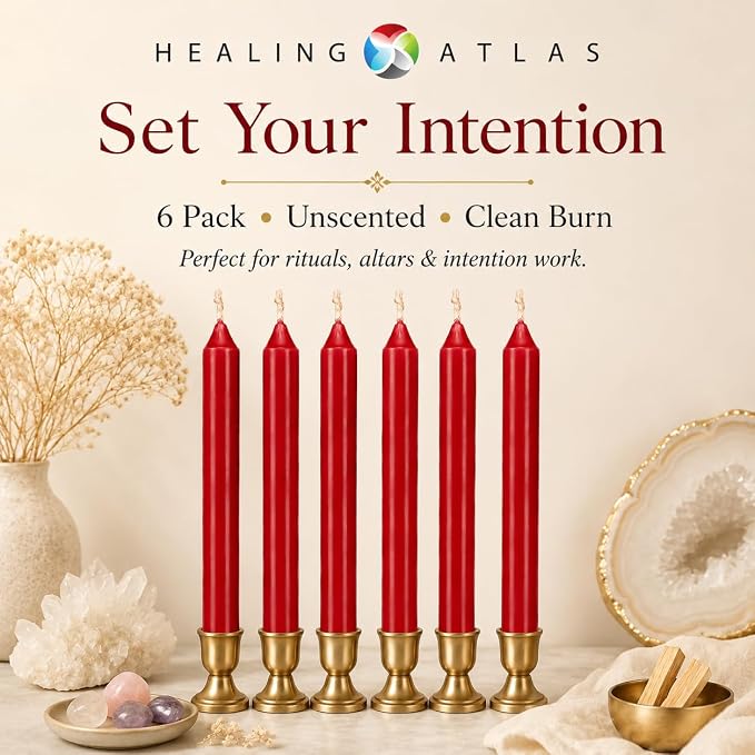 6 Inch Taper Candle 6 Pack Spell, Wicca, Santeria, Energized Candles Velas de 6 Pulgadas Paquete de 6 Velas (Red (6 Pack))