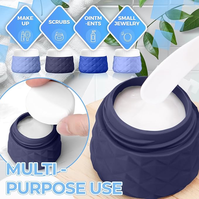 16Pack Travel Bottles for Toiletries, TSA Approved Travel Size Toiletries Containers Set, Silicone Leak Proof Refillable Bottles Elastic Sleeves Creams Jars Accessories Kit W/Clear Bag (Blue)