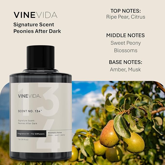 VINEVIDA [16 Oz] Inspired by: Peonies After Dark; Diffuser Oil Refill | Premium Scent Diffuser Oil for Home | Non-Toxic Fragrance