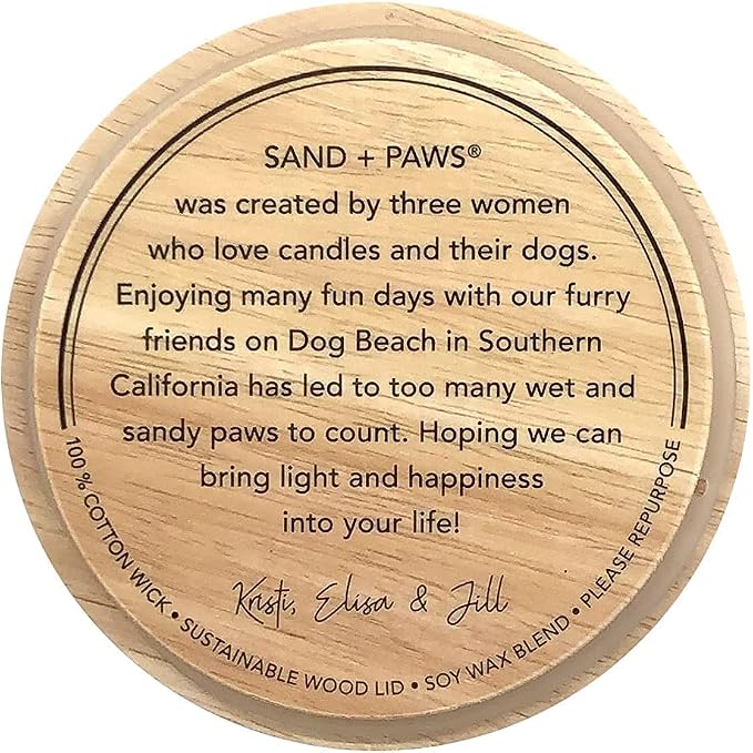 Sand + Paws Scented Candle - Fresh Jasmine - Additional Scents and Sizes –Luxurious Air Freshening Jar Candles Neutralize pet Odors and Enhance Home décor – 100% Cotton Lead-Free Wicks - 12 oz