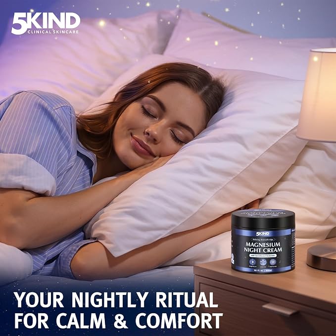 5Kind Magnesium Lotion for Sleep 10.1 fl oz - Magnesium Sleep Cream - Topical Magnesium Cream - Relaxing Lavender & Chamomile Magnesium - Infused with Lavender Essential Oils - Natural Sleep Aid