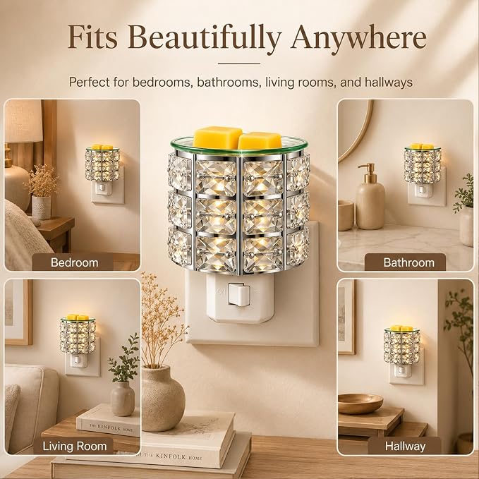 MeplLivs Warmers Pluggable Fragrance Warmer- Decorative Plug-in for Warming Scented Candle (Silver)