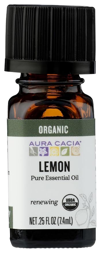Aura Cacia Organic Lemon Essentail Oil, 0.25 FZ