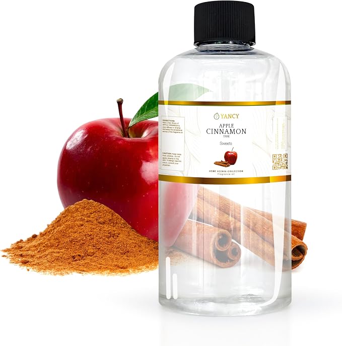 YANCY Apple Cinnamon Luxury Collection Fragrance Oil (8 oz), Warm Spiced Apple Aroma, Ideal for Diffusers, Oil Burners & Aroma Lamps, Cozy Scent for Fall Comfort