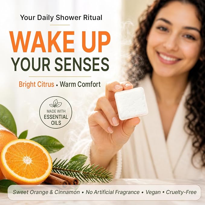 Shower Steamers Aromatherapy - USA Made with Natural Ingredients, Relaxation Gifts for Women & Men, Self Care Spa Day Essentials, Large Shower Tablets with Orange & Fir Essential Oil