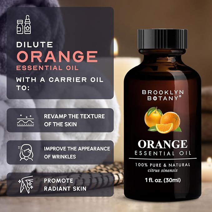 Brooklyn Botany Sweet Orange Essential Oil - 100% Pure and Natural - Premium Grade Oil with Dropper - for Aromatherapy and Diffuser - 1 Fl Oz