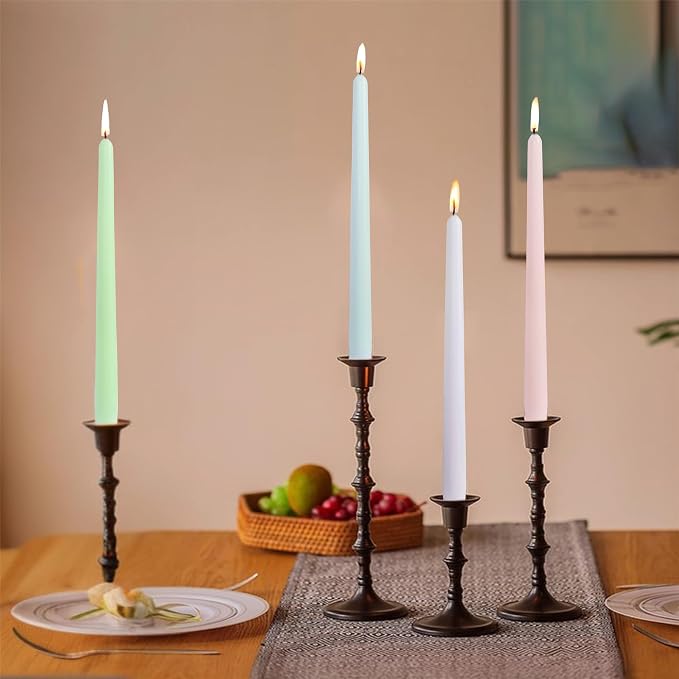 Dripless Candle Sticks Taper Candlesticks,Gedengni 10 Inches Pink Tapered Candles Green Candle Stick Colorful Taper Candles Candy Dinner Candle Wax for Home Party Women Gift,4pcs (8D4P-LIGMIX)