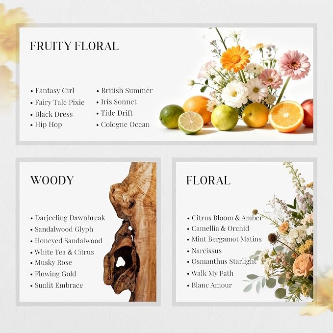 HIQILI Discovery Fragrance Oil Set – 32 pcs, Home Scent for Diffuser, Candle & Perfume Making, Gifts for Women, Long-Lasting Scent from 8 Curated Notes, Non-Toxic, Beautiful Packaging