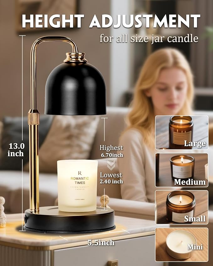 Candle Warmer Lamp with Timer & Dimmable Brightness, House Warming Gifts New Home, Candle Warming Lamp Gifts for Mothers Day, Birthday Gifts for Women Mom, Flameless Wax Melt Warmer for Jar Candles