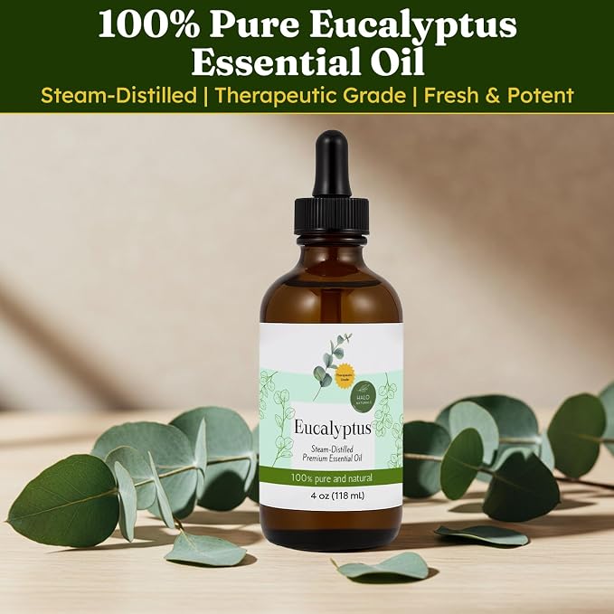 Steam Distilled Eucalyptus Essential Oil - Premium Hair Growth Oil for Scalp Stimulation & Refreshing Aroma - Essential Oil Supports Healthy Hair, Skin & Mental Clarity - 4oz