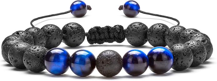 Men Women 8mm Lava Rock Aromatherapy Anxiety Essential Oil Diffuser Bracelet Braided Rope Natural Stone Yoga Gifts Beads Bracelet Bangle-21017