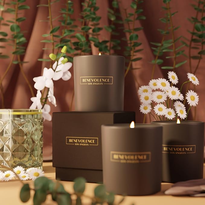 Benevolence LA Premium Eucalyptus & Chamomile Scented Candle – Long-Lasting, 45-Hour Burn – Luxury Natural Soy Candle for Home – Aromatherapy & Room Decor – 8oz