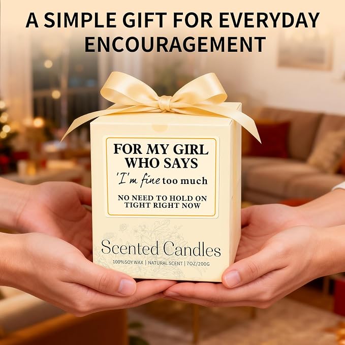 I'm Fine Too Much Candle for Women | Orange Scented Soy Candle, 7oz Handmade Candle, Encouragement Gift for Friends, 50 Hours Burn Time, Aromatherapy Candle for Self Care - Friendship Gifts for Women