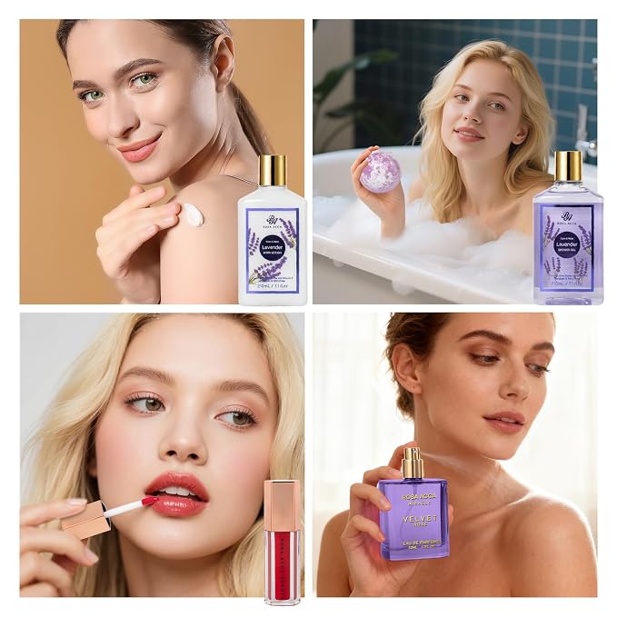 35 Pcs Mothers Day Gifts, Lavender Bath & Body Gift Basket for Women, Facial Skin Care Set, Home Spa Basket, Self-Care Set, Face Sheet Mask, Necklace, Birthday, Christmas,Anniversary