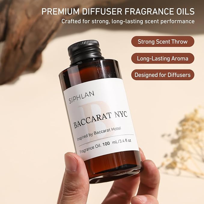 Baccarat Hotel Collection Diffuser Oil – 100mL Luxury Aromatherapy Essential Oil for Diffusers & Waterless Diffusers – Premium Fragrance for Home & Office