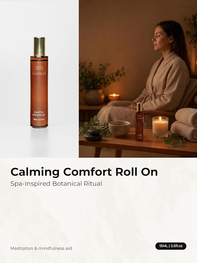 Earth Element Essential Oil Roll-On-15ml, Calming Comforting Aromatherapy Roller for Grounding Ease, Botanical Blend with Sweet Orange, Patchouli & Sandalwood, Spa-Like Aroma