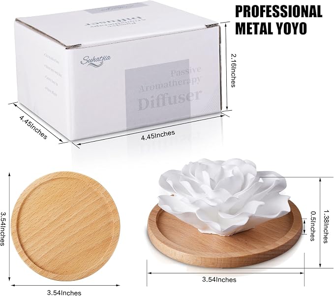 Passive Essential Oil Diffuser,Aromatherapy Passive Mini Ceramic Essential Oil Small Diffuser for Desk Office Home Gift (Roses)