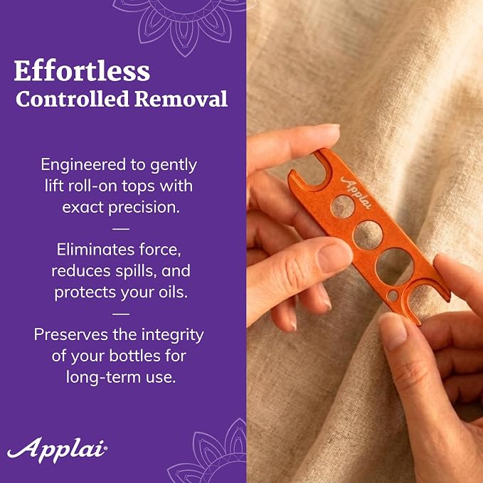 Applairelief - Roll-On Bottle Keys - Essential Oil Roller Ball Remover Tool - Precision Metal Cap Opener for Roller Bottles - Refillable Rollerball Aromatherapy Accessor - Orange