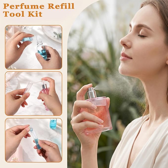 20 Pcs Perfume Decanter Kit, Plastic Perfume Dispenser Transfer Tools, Perfumes Syringe Extractor & Funnel Set, Plastic Fragrance Decant Kit for Travel, Cologne & Essential Oils (Clear)