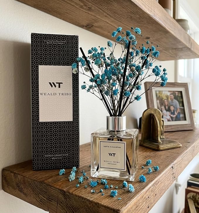 WEALD TRIBE Reed Diffuser Set Cashmere Vanilla Scent for Bathroom Air Fresheners Accessories, Oil Diffuser Stick | 5.1 fl oz Home Fragrance with Sticks Defusers | House Bedroom Office Shelf Decor
